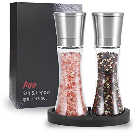 figg® Salz und Pfeffermühle Set mit einstellbarem Keramik Mahlwerk - Auch geeignet als Salzmühle und Gewürzmühle