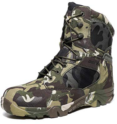 LiliChan Uomo Stivali Tattici Delta Zip Laterale Militare Lavoro 8 Pollici Esercito Scarpe (41 EU, Camuffare)
