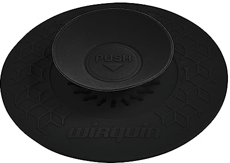 Wirquin 30722894 Bouchon et filtre universel Uppy adapté aux évacuations évier, lavabo, baignoire, noir