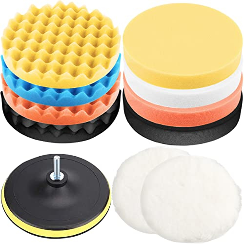 EATBALE Spugne per lucidatura Auto, Tamponi per lucidatura Auto per Trapano, 3 Pollici (80 mm) per cacciaviti a Batteria con M10 Adattatore per Trapano per Lucidatura Levigatura Ceretta Auto