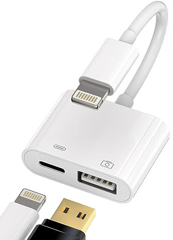 Adaptador USB a Lightning(2 en 1) Cargador Cable Iphone Jack USB A Camera Flash Disco OTG 3.0 Cargador Enchufe certificado Apple MFI para 14 13 12 11 Pro Max 7 8 Plus X Se Xs Xr Ipad Air Stick