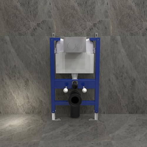 Bathroom Concealed 820mm Low Height,120mm Depth Wall Hung Toilet Cistern Frame with Round Sliver Flush Plate