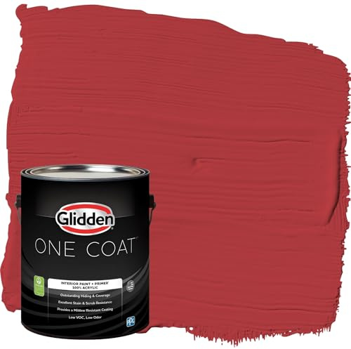 Glidden One Coat 1 gal. Red Gumball/Red Flat Interior Paint with Primer
