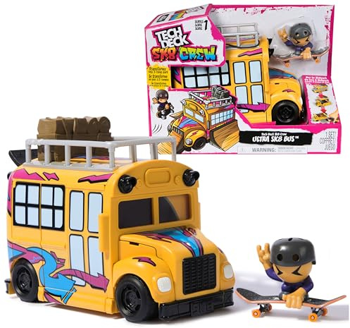 Tech Deck - Autobús Ultra Sk8 2 en 1 Que se Transforma + Fingerboard y Figura Sk8 Crew - 6071034 - Juguetes Niños 5 Años + - Regalo Niño 5 Años + - Juegos Infantiles