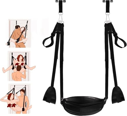 Sex Swing Door Sex Toys Sex Bondage Restraints BDSM Toys, Sex Slings Slave Newest Leather Soft Plush SM with Adjustable Straps, Hanging Door Handcuffs Leg Spreader Adult Toys for Couple, 300lbs