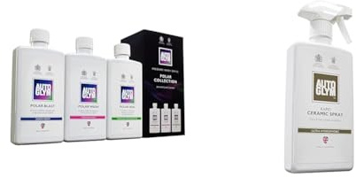 Autoglym Polar Collection - Car Cleaning Kit Includes Polar Blast Pre-Wash Snow Foam, Polar Wash Car Shampoo, and Polar Seal Pressure Wash Coating & Rapid Ceramic Spray Ultra Hydrophobic, 500ml