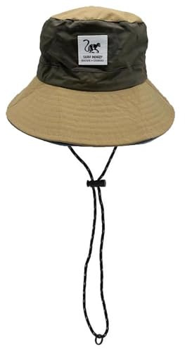 Surf Monkey Boonie Hat Impermeable Hombre/Mujer - Talla única - Sombrero Plegable (FR/ES, Letras, Talla única, Oliva/Beige)