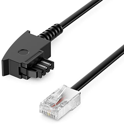 deleyCON 30m Routerkabel TAE-F auf RJ45 (8P2C) Anschlusskabel 99% Kupfer AWG 28 Kompatibel mit DSL ADSL VDSL Fritzbox Internet Router an Telefondose TAE - Schwarz