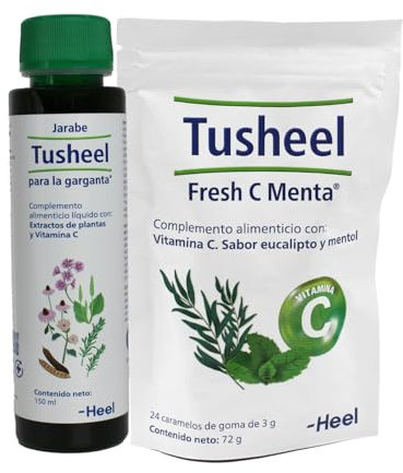 Heel – Pack Tusheel Jarabe Para la Garganta/Tusheel Fresh C Menta - Con Extractos de Plantas y Vitamina C–Ayuda a aliviar la Tos y los signos de la Congestión Nasal naturalmente–Ni gluten ni lactosa