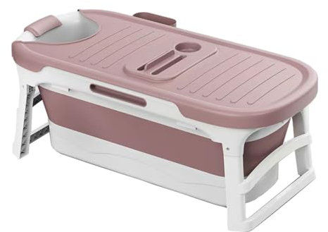 Coolpleasant 1.36m Adulte Baignoire Pliante Bain à Remous Baril Sueur Baignoire à Vapeur en Plastique Pliable épaissir Baignoire(Size:Rose)