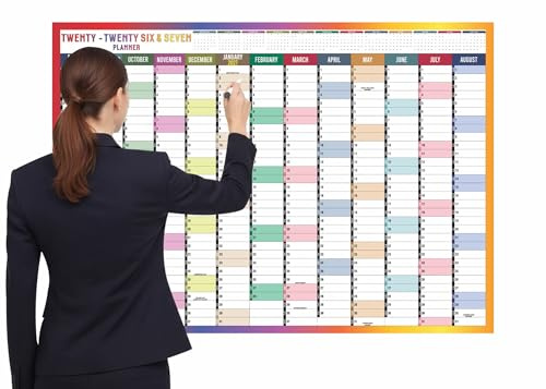 2026 2027 Wall Planner A1 Mid Year Academic Calendar Annual Study Chart Large Yearly Planner Aug to Aug Full Academic Year Planning Organizer School Office Work Poster 59.4x84.1cm(Folded)(1Pc)