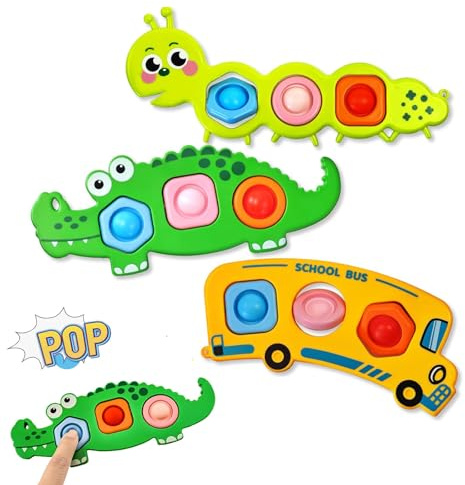 JOYVOVO 3 Pezzi Pop It Pop Squeeze Sensory Toys, Push and Pop Bubble Fidget Toy, Durevole Giocattolo per Antistress, Giocattolo Sensoriale per Alleviare l'ansia, Adatto Bambini, Famiglia e Amici