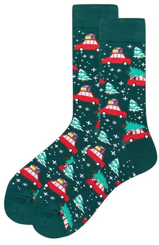 Generico Calzettoni Donna Invernali in Pile,Calzini Unisex Natalizi Stampati Calzini Caldi a Tubo Medio Socks da Coppia