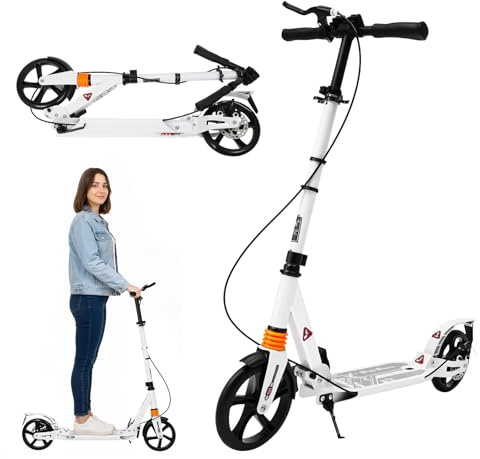 Hopfällbar skoter, vikbar skoter för vuxna, cityskoter för vuxna med stänkskydd och reflektor, höjdjusterbar, vikbar sparkcykel för väg till arbete och fritid