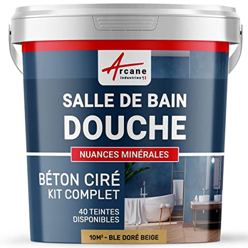 béton ciré salle de bain, douche italienne, pièce d'eau, kit beton cire, salle de bains, douche italienne - 10 m² (en 2 couches) Blé Doré Beige - ARCANE INDUSTRIES