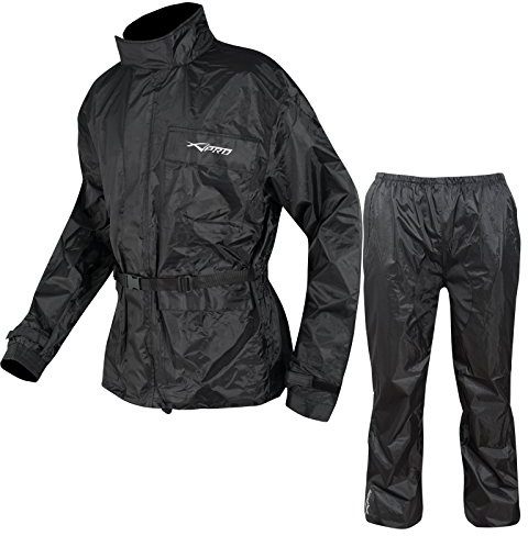 A-Pro Tuta Impermeabile Antipioggia Giacca Pantaloni Antiacqua Moto Scooter Nero XS