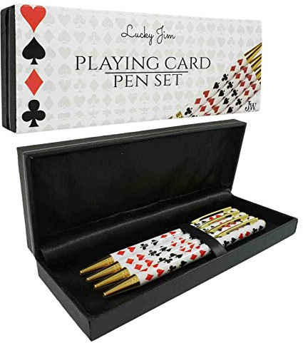 JYW Lucky Jim set med fyra broar, sciring-spel, spelkortpennor + 4 påfyllningar + presentförpackning