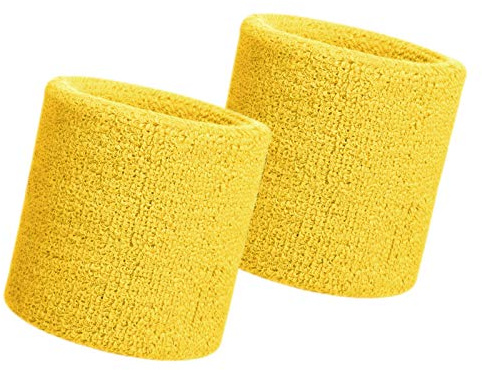 HANERDUN Schweißband Handgelenk schweissband Herren Damen Absorbierende Schweißbänder Arm für Sport Laufen Fahrrad Joggen Fußball Tennis Gelb(2 STK)-UK