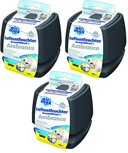 UHU Luftentfeuchter Ambiance, Bekämpft Feuchtigkeit und Schimmel in Wohnräumen von bis zu 10 m³, 100 g, anthrazit (3x Ambiance anthrazit 100g)