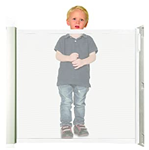KiddyGuard Sicherheitsgitter für Treppen, mit Aluminiumgehäuse, ausziehbar, bis zu 120 cm, Weiß
