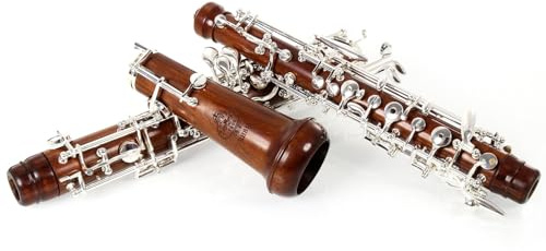 Rochix Oboe Professional Performance Level RHS13 Redwood Korpus versilbert halbautomatischer C-Ton mit 2 Stimmzungen,1 Reinigungstuch,1 Oboe Tupfer,1 Daumenauflage,1 Etui und mehr
