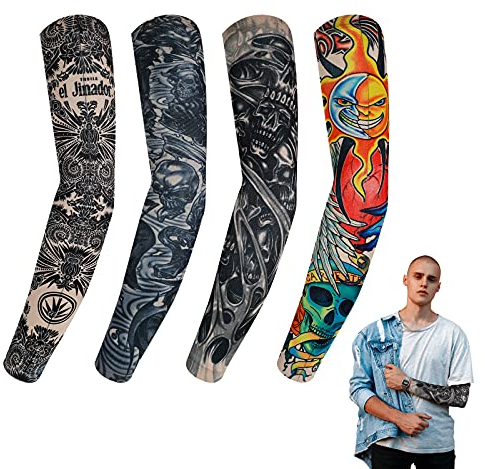 BBTO 4 Tattoo Ärmel für Männer & Frauen - Temporäre Tattoo Hüllen aus Nylon mit UV Schutz, Ideal für Party, Cosplay & Sonnenschutz