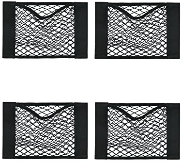 QWORK® 4 Stück Kofferraum Netztasche Klett, Frachtnetz, Kofferraum Organizer Klett, für Auto, SUV, LKW, Wohnmobil, 40 x 25 cm