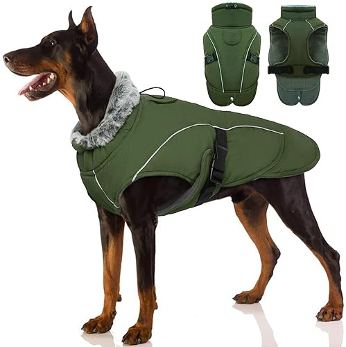 Manteau pour chien de grande taille, veste matelassée chaude, imperméable pour l'automne et l'hiver pour grand chien, manteau rembourré, tendance, confortable, chaud et confortable par temps froid