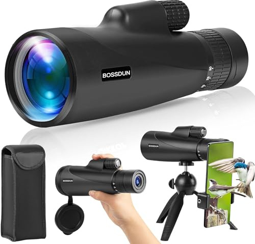 Zoom Monokulärt Teleskop, högpresterande monokulärt teleskop för smartphone med stativ, HD-monokulär för vuxna, större synmonokulär för vandring, jakt, stjärnblick, fågelskådning (svart)
