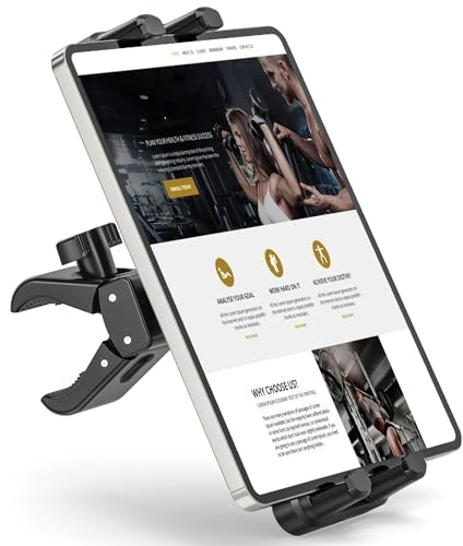 JUBORUI Exercise Bike Tablet Holder, 360° Adjustable Treadmill Spin Bike Tablet Mount, Microphone Stand Tablet Holder Compatible with iPad Tablet （4.7-13.5） Tablets