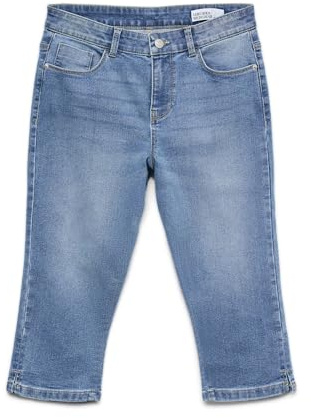 VERO MODA Femmes Denim Capri Shorts Slim Fit Jeans Pantalon d'été coupé, Couleurs:Bleu, Taille:M