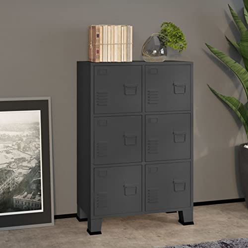 CIADAZ arkivskåp industriell stil antracit 75 x 40 x 115 cm metall, metallskåp, arkivhylla, verktygsskåp, kontorsskåp, förvaringsskåp, mappskåp