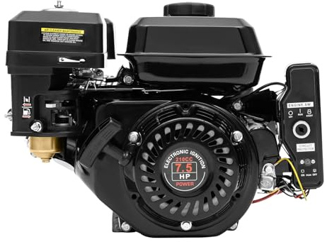 MINRS 7,5 HP 3 KW 210 CC bensinmotor, stående motor, kartmotor, bärbar bensinmotor, 4-takt, en cylinder, luftkyld med oljelarm, ljuddämpare, startmotor eller elektrisk