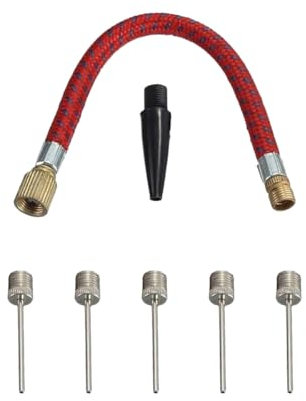 Tabanzhe 5PCS Ball Pump Inflation Needle with Flexible Air Hose Nozzle Adapter- Stainless Steel Air Pump Needles for football Basketball Soccer Volleyball Other Sports Balls