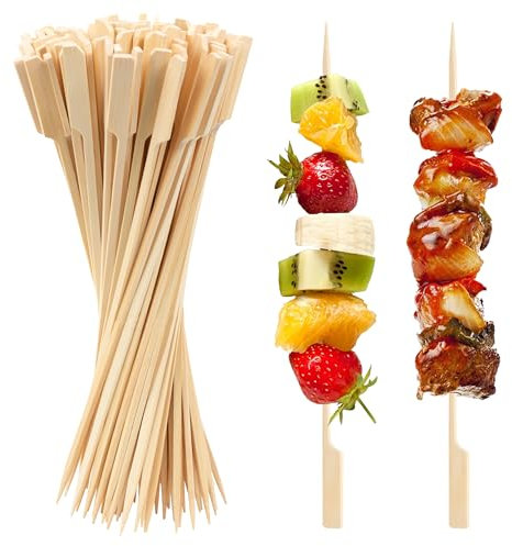 ANTETOK 100 Pieces Bamboo Skewers 25cm, Premium Food Grade BBQ Skewers Bamboo Cocktail Sticks for Finger Food, Kebab, Canape, Marshmallow, Fruit and Burger