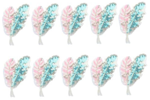 SHINEOFI 10 Stück Stoffaufnäher mit Paillettenblättern Aufnäher nähen Blätter Applikationen Hutflecken leinenbettwaesche bügel Multifunktionale Mantelflicken austauschbare Eisenflecken