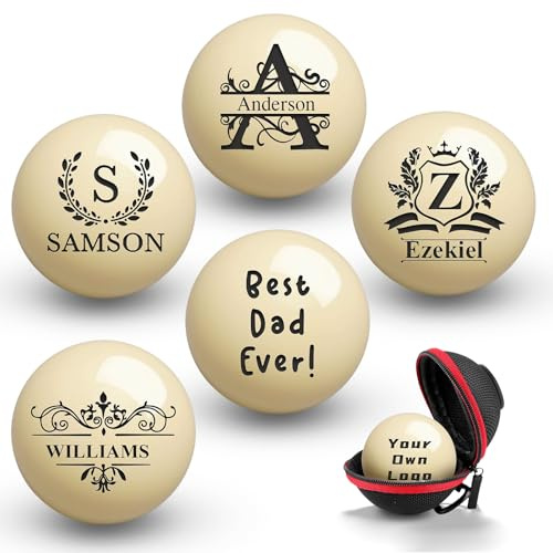 UIDMEN Personalized Billiards Cue Ball with Pouch, Engrave Text or Logo, Custom Monogram 57mm Cue Ball, Birthday Gifts for Dad, Husband, Billiards Lover, Wedding