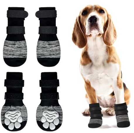 4PCS Dog Socks for Injured Paws,Dog Socks Paws Stop Licking,Anti Slip Dog Boots to Prevent Claw Wear,Suitable for Hardwood Floors Indoor Walking (M)