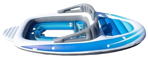 Inflatable Island Water Yacht Drift Boat - Comfy 6-Person Party Float with Backrests and Detachable Cooler Bag for Pool and Lake Lounging