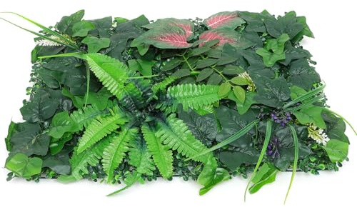 MINAOLULUS Artificial Plant Wall Panels Plastic Fake Leaves Green Faux Plant Lawn Decorative Wall Mat for Indoor Outdoor Home Décor Privacy Screen for Living Room Garden