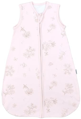 TupTam Gigoteuse d'été pour Bébé certifié OEKO- TEX sans manches 0.5 TOG, Fleurs de papillon roses, 68-74