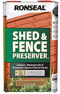 Ronseal RSLSFLB5L 5 Litre Shed and Fence Preserver - Light Brown