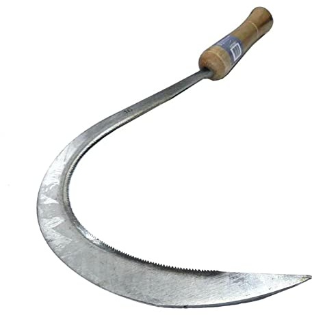 Hoz , Guadaña clásica con mango de madera y hoja dentada de 16 de longitud ( 40cm )