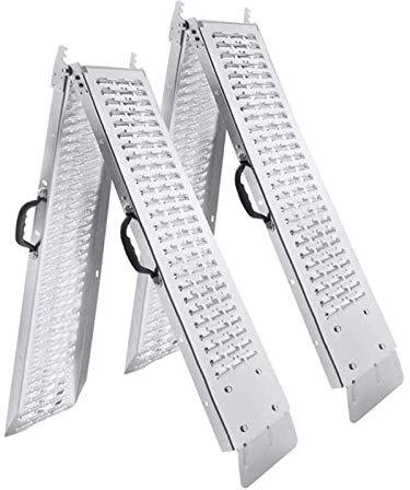 Froadp 2x Pieghevoli Rampe di Carico per Auto Coppia di Rampe con Antiscivolo Zincata Rampa di Accesso Marciapiede per Veicoli Motociclistici ATV Auto Moto Carico Massimo 400KG (180x22,5x4,5cm)