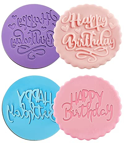 Ausstechformen-Set 2 Stück, rund, Happy Birthday, Ausstechform, Teig, Fondant, für Kinder, DIY Keksherstellung (A) (A)