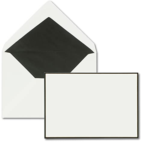 100x Trauerumschläge DIN C6-11,4 x 16,2 cm - Briefumschläge für Trauerkarten und Kondolenz mit handgemachtem schwarzem Trauer-Rand und schwarzem Seidenfutter