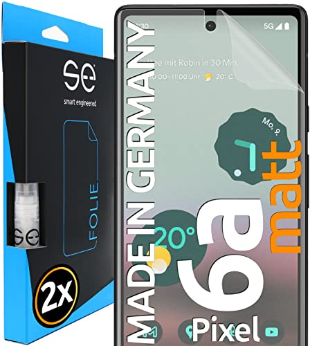 S.E für Google Pixel 6a Folie, matt entspiegelt, 2x Full Screen, Positionierhilfe, Pixel 6a Schutzfolie, matte Displayfolie, matte Pixel 6a Schutzfolie aus Deutschland