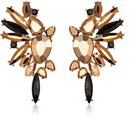 EVER FAITH Pendientes Mujer Diamantes de Imitación de la Vendimia Elegante Marquesa de Cristal Cuelgan Aretes Dorado
