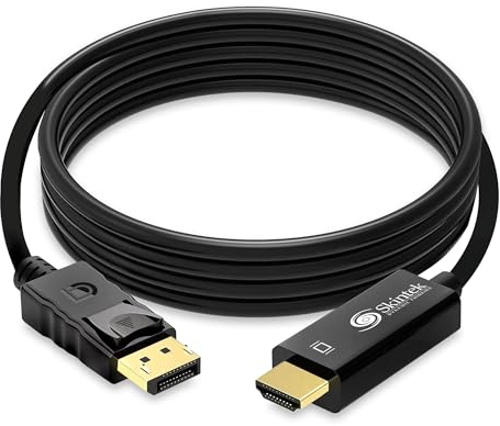 Skintek SK-04-DPH18 cavo adattatore Display Port (DP) a HDMI, 4K 1080p 60 Hz maschio-femmina connettere PC/Notebook/MAC con uscita Display Port a Monitor,Projettore con ingresso HDMI. Cavo 1,8 m.