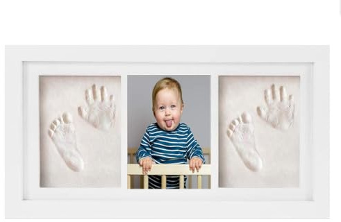 APOTRONI Cadre Empreintes Bébé, Kit Impression Pieds et Mains pour Cadeau Nouveau Né, Cadres Photo de Douche